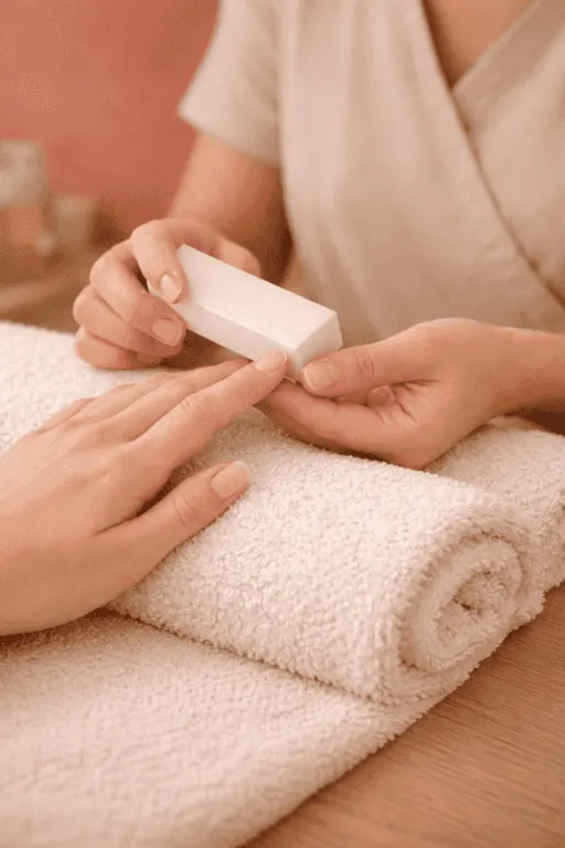 Manicure with a nail buffer