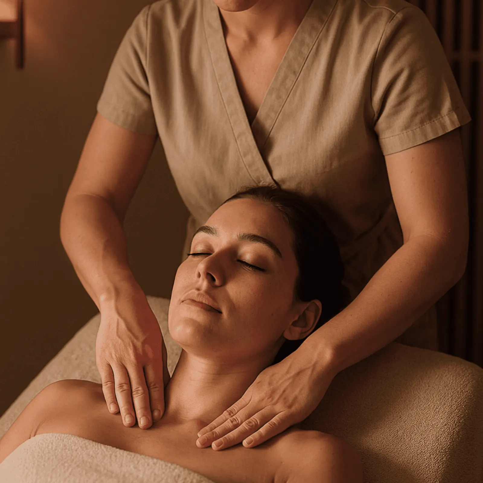 Guest receiving a neck and shoulder massage